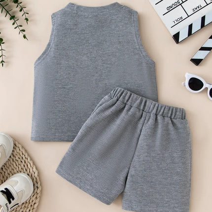 Roupa esportiva infantil casual de verão, calções para colete infantil, criança, meninos, 2 peças por conjunto