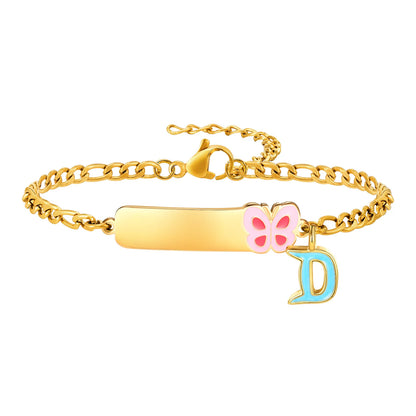 Pulseiras com pingentes iniciais Vnox A-Z para bebês meninas, pulseiras com identificação de data de aniversário com nome personalizado, presente de batismo de aço inoxidável antialérgico