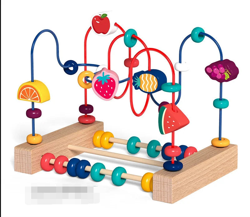 Labirinto de Miçangas Montessori - Brinquedo Educacional de Madeira