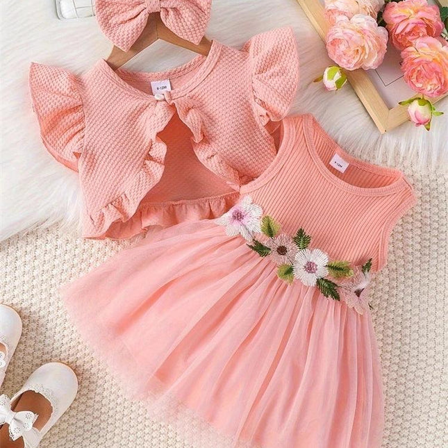 Vestido de renda sem mangas para menina recém-nascida, top curto, com design de flores, cintura, para o verão, para bebê, 2019