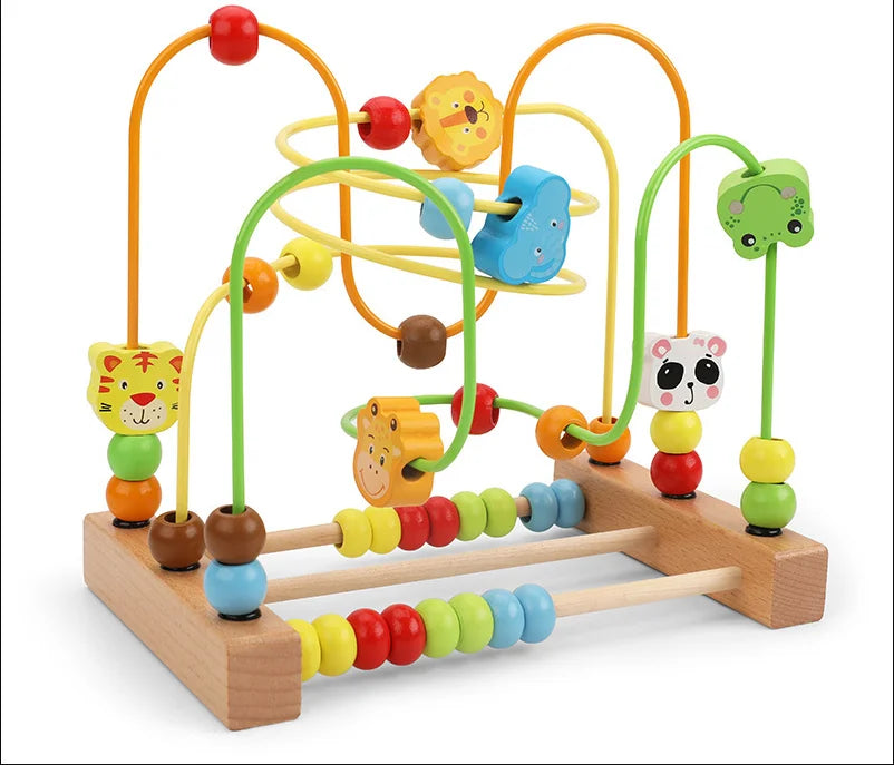 Labirinto de Miçangas Montessori - Brinquedo Educacional de Madeira