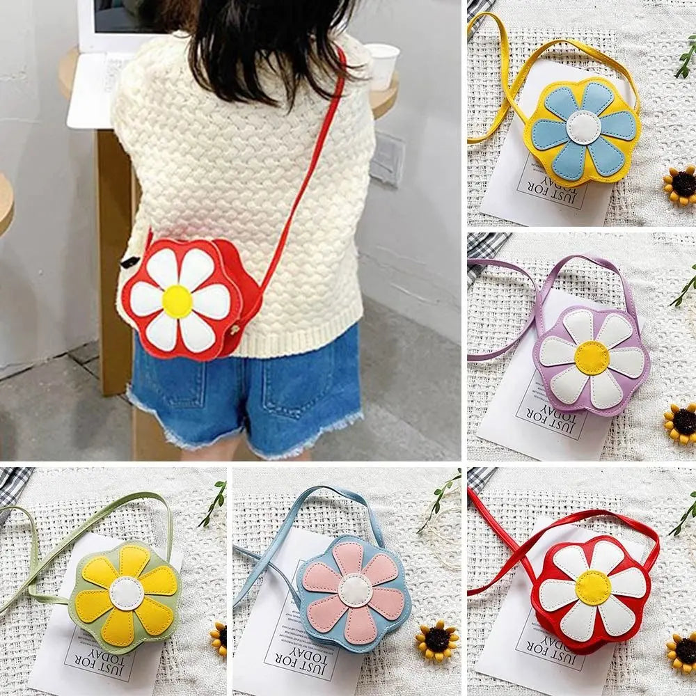 Cute Flower Girls Coin Purse, Bolsas de Ombro para Crianças, Mini Pacote, Bolsas Crossbody, Saco de Mensageiro Infantil