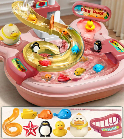 Máquina de lavar louça elétrica para crianças, cada cozinha, jogo automático, quebra-cabeça de água, brinquedos de pesca, parque aquático