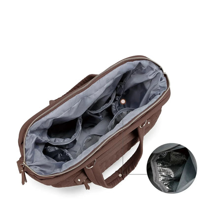 Padrão acolchoado bordado mamãe Bag, grande capacidade bebê Stroller Bag, mãe e suprimentos de viagem do bebê, ao ar livre