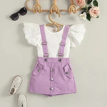 Conjuntos de verão de algodão feminino, Top e macacão, Fatos de bebé Little Princess, Roupa de criança, 2 anos, 3 anos, 4 anos, 5 anos, 6 anos, 2024