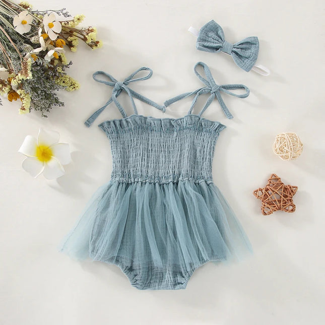 Conjunto Bebê Romper com Faixa de Cabelo