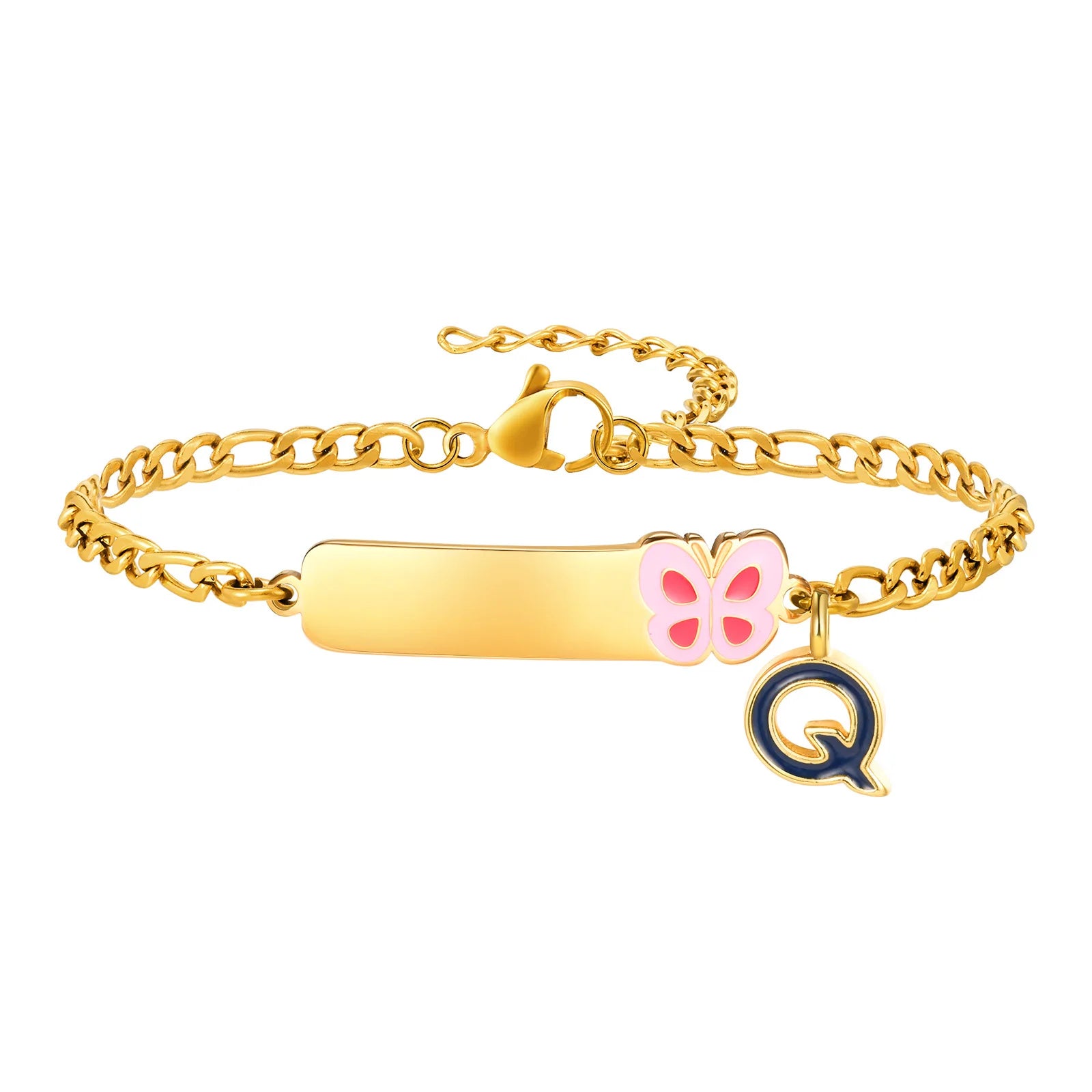 Pulseiras com pingentes iniciais Vnox A-Z para bebês meninas, pulseiras com identificação de data de aniversário com nome personalizado, presente de batismo de aço inoxidável antialérgico