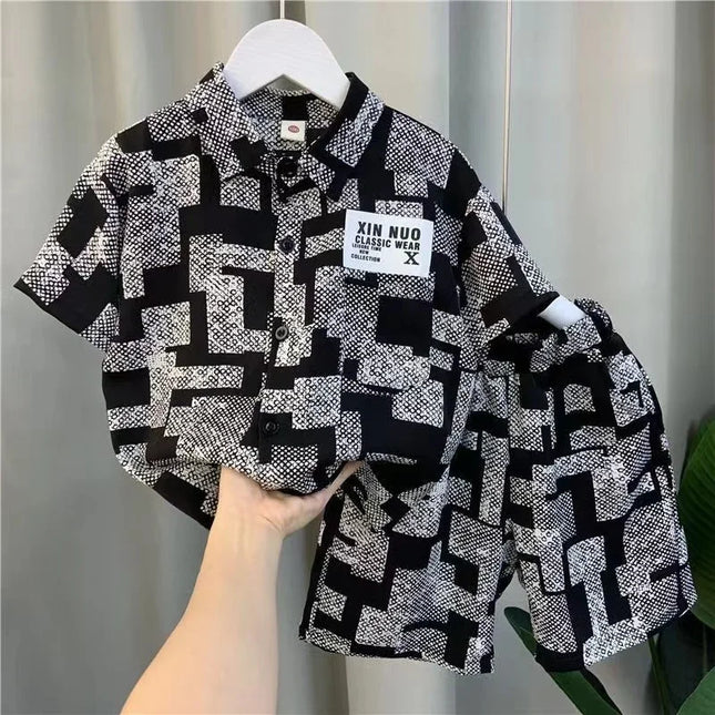 Conjunto de roupas de cima e de baixo infantil, duas peças para crianças, meninos e meninas, verão, novo, 2024