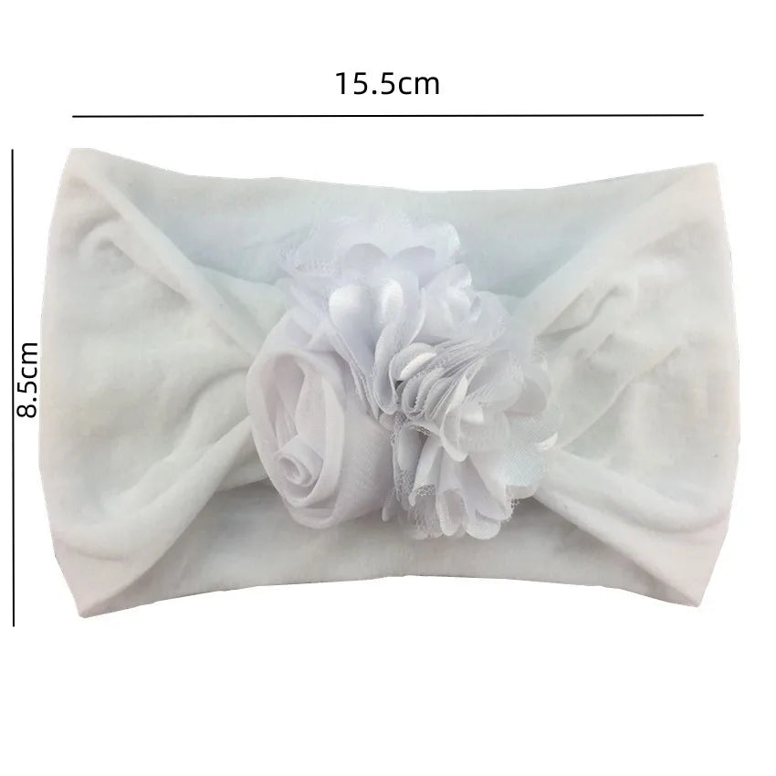 Soft Stretch Flower Knot Headband para crianças, Wide Nylon Headwraps, Baby Girls Hair Bands, Photo Props, Acessórios para recém-nascidos