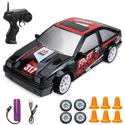 Alta Velocidade Drift RC Car Toy para Crianças, Controle Remoto 4WD, Modelo AE86, Veículo GTR, Carros de Corrida RC, Presentes de Natal, 2.4G