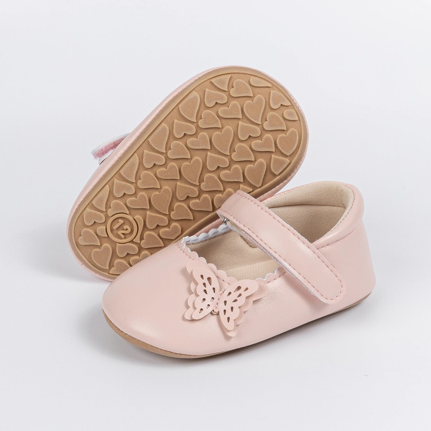 KIDSUN-Butterfly PU sapatos de couro para bebê, sapatos antiderrapantes, macio, festa, escola, casamento, princesa, recém-nascido