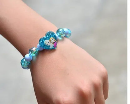 Nova disney kawaii frisado pulseira elsa anna congelado princesa anime jóias bonito espumante grânulo pulseira meninas crianças presentes de aniversário