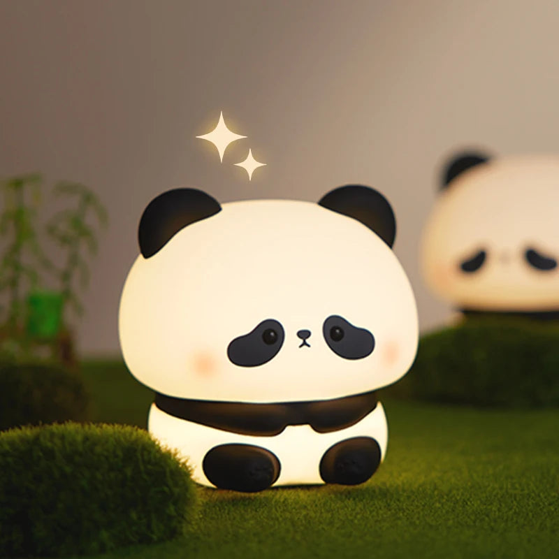 Panda led night light bonito silicone night light usb recarregável toque noite lâmpada quarto cronometragem decoração presente das crianças