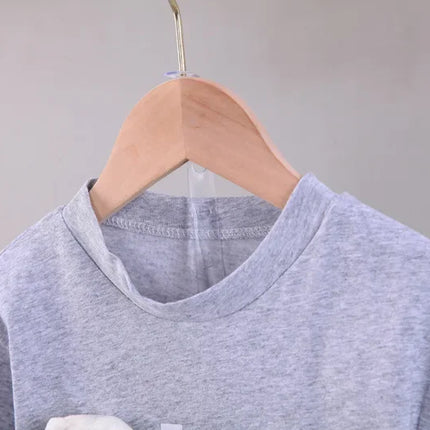 2023 bebê menino roupas de verão para crianças dos desenhos animados o-pescoço pulôver manga curta camisetas topos e shorts jeans estilo coreano conjunto