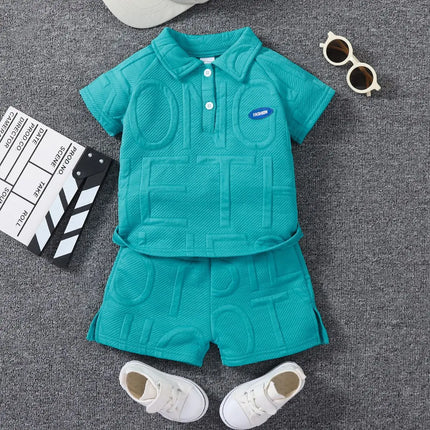 Conjunto Infantil de Verão com Gola Lapela e Botões
