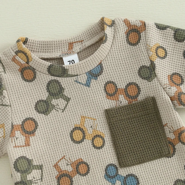 Conjunto Infantil Verão Trator – Camiseta + Shorts