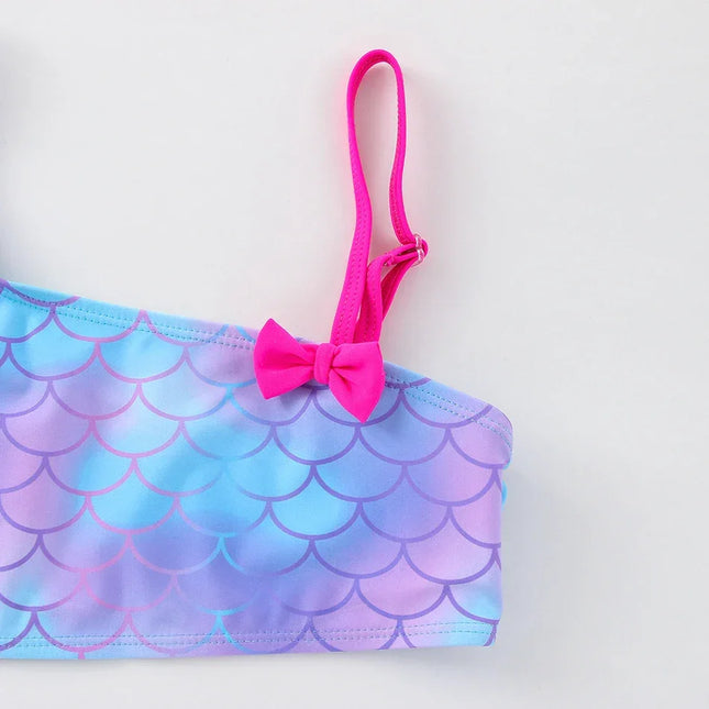 Maiô de biquíni infantil em escala sereia, moda feminina
