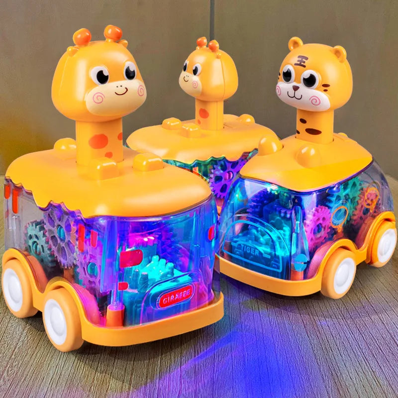 Bebê Animal Press e Go Car Toy, Pull Back Car, Light Up Wind-up Brinquedos, Presentes de aniversário para crianças de 1,2 anos