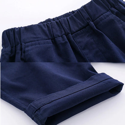 Calça média de algodão infantil, shorts de bebê, moda casual infantil, calças de praia fofas, 2-7 anos, verão, 2023