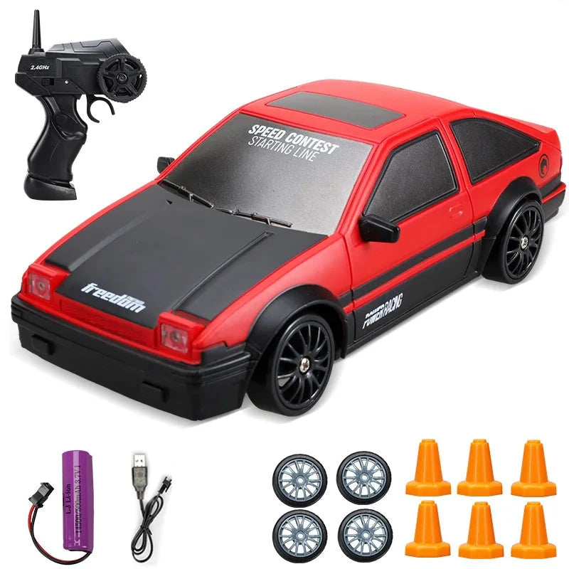 Alta Velocidade Drift RC Car Toy para Crianças, Controle Remoto 4WD, Modelo AE86, Veículo GTR, Carros de Corrida RC, Presentes de Natal, 2.4G