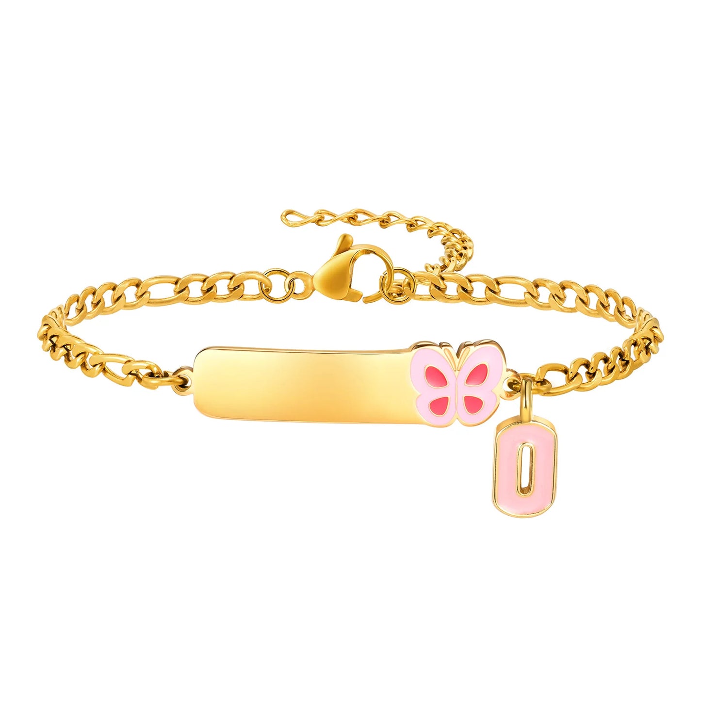 Pulseiras com pingentes iniciais Vnox A-Z para bebês meninas, pulseiras com identificação de data de aniversário com nome personalizado, presente de batismo de aço inoxidável antialérgico