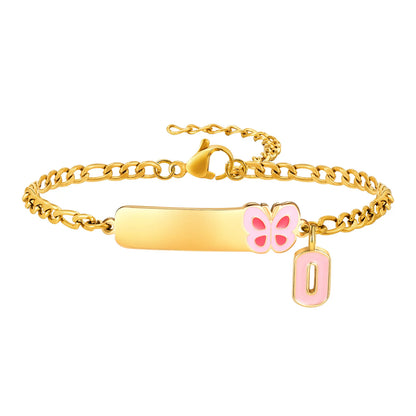 Pulseiras com pingentes iniciais Vnox A-Z para bebês meninas, pulseiras com identificação de data de aniversário com nome personalizado, presente de batismo de aço inoxidável antialérgico