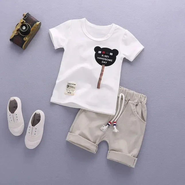 Crianças roupas mãe crianças conjuntos de crianças meninos camiseta shorts verão algodão manga curta moda suit2pcs