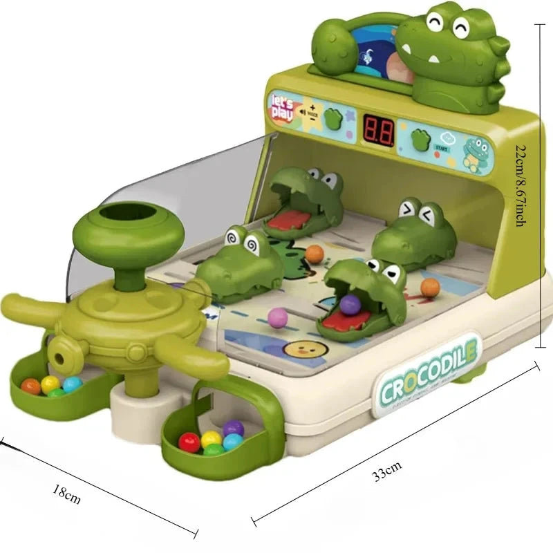 Cartoon Crocodile Shooting Table Games for Kids Pinball Machine, Dinosaur Themed, Target Game com música leve, Brinquedos