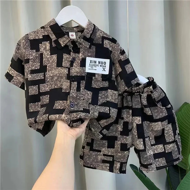 Conjunto de roupas de cima e de baixo infantil, duas peças para crianças, meninos e meninas, verão, novo, 2024