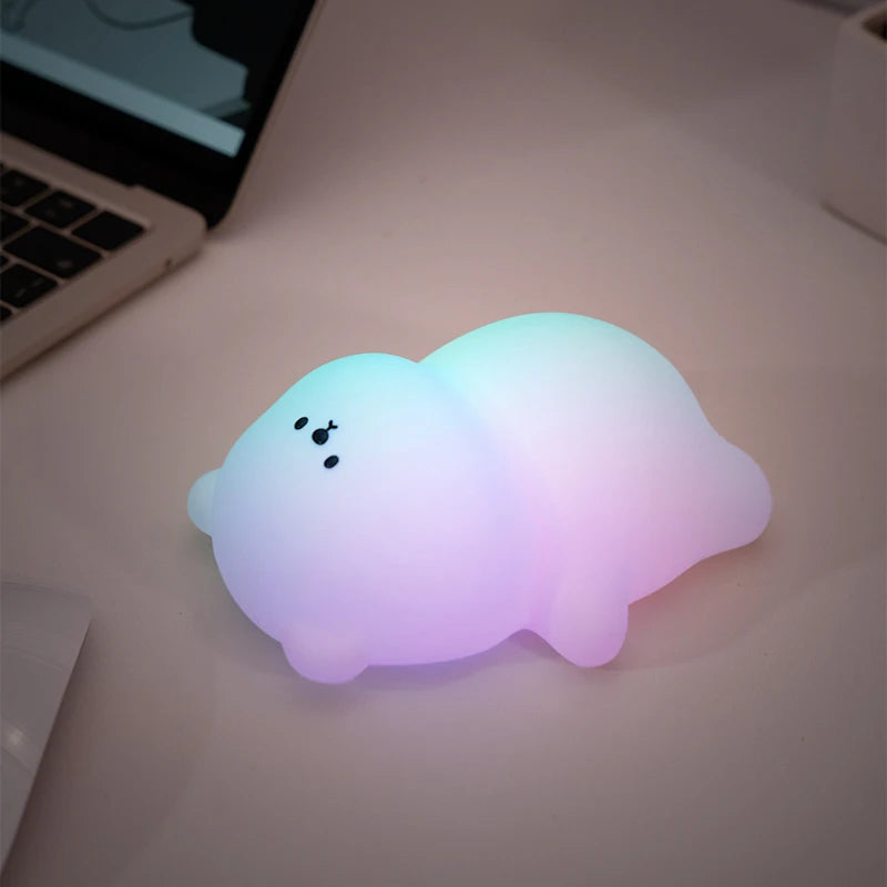 Panda led night light bonito silicone night light usb recarregável toque noite lâmpada quarto cronometragem decoração presente das crianças