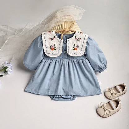 Vestido Infantil Bordado com Manga Comprida