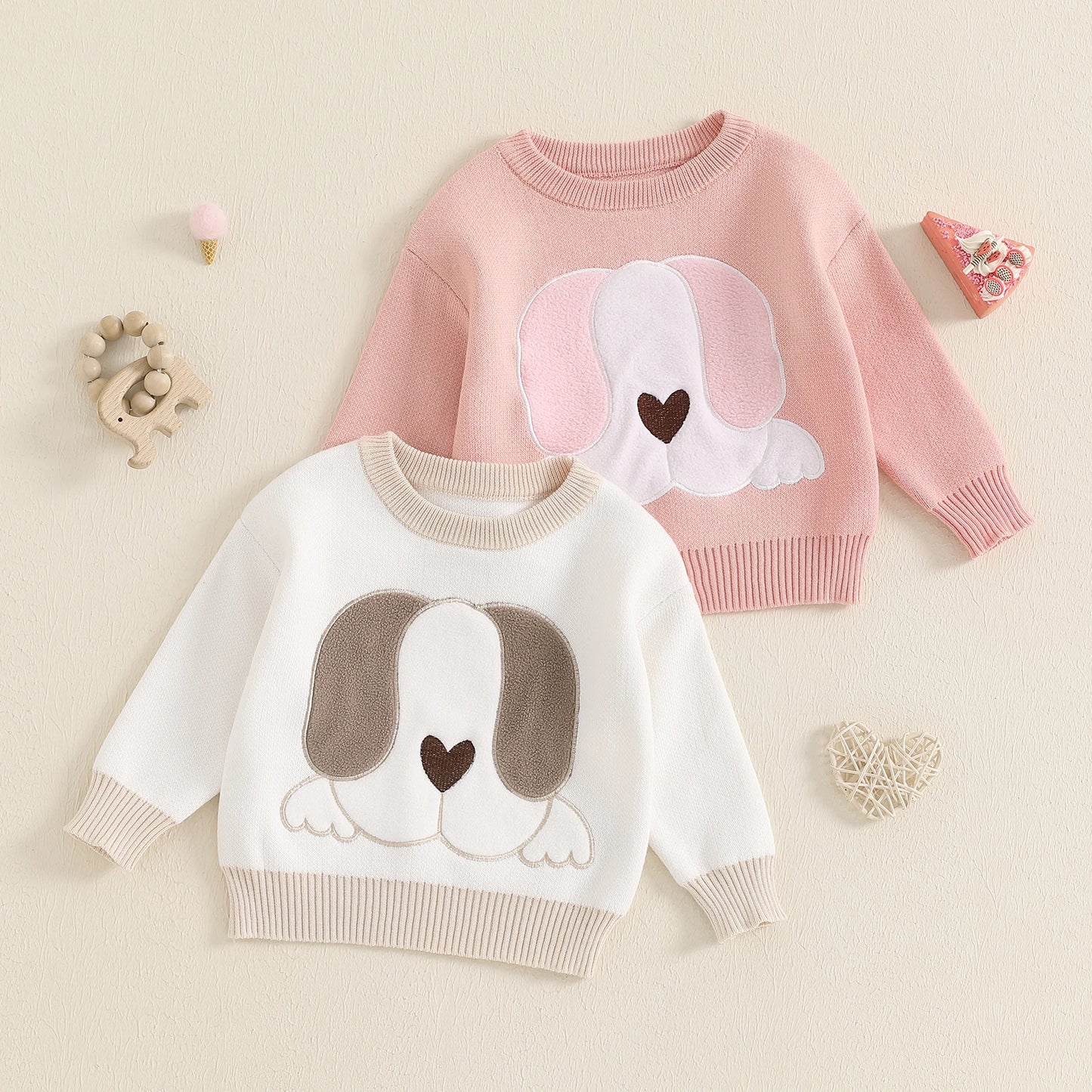 Baby Girl's Warm Long Sleeve Round Neck Sweater, Dog Bordado, Knit Pullover, Sweaters, Tops De Malhas, Roupas De Inverno, Bonito