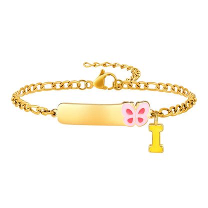 Pulseiras com pingentes iniciais Vnox A-Z para bebês meninas, pulseiras com identificação de data de aniversário com nome personalizado, presente de batismo de aço inoxidável antialérgico