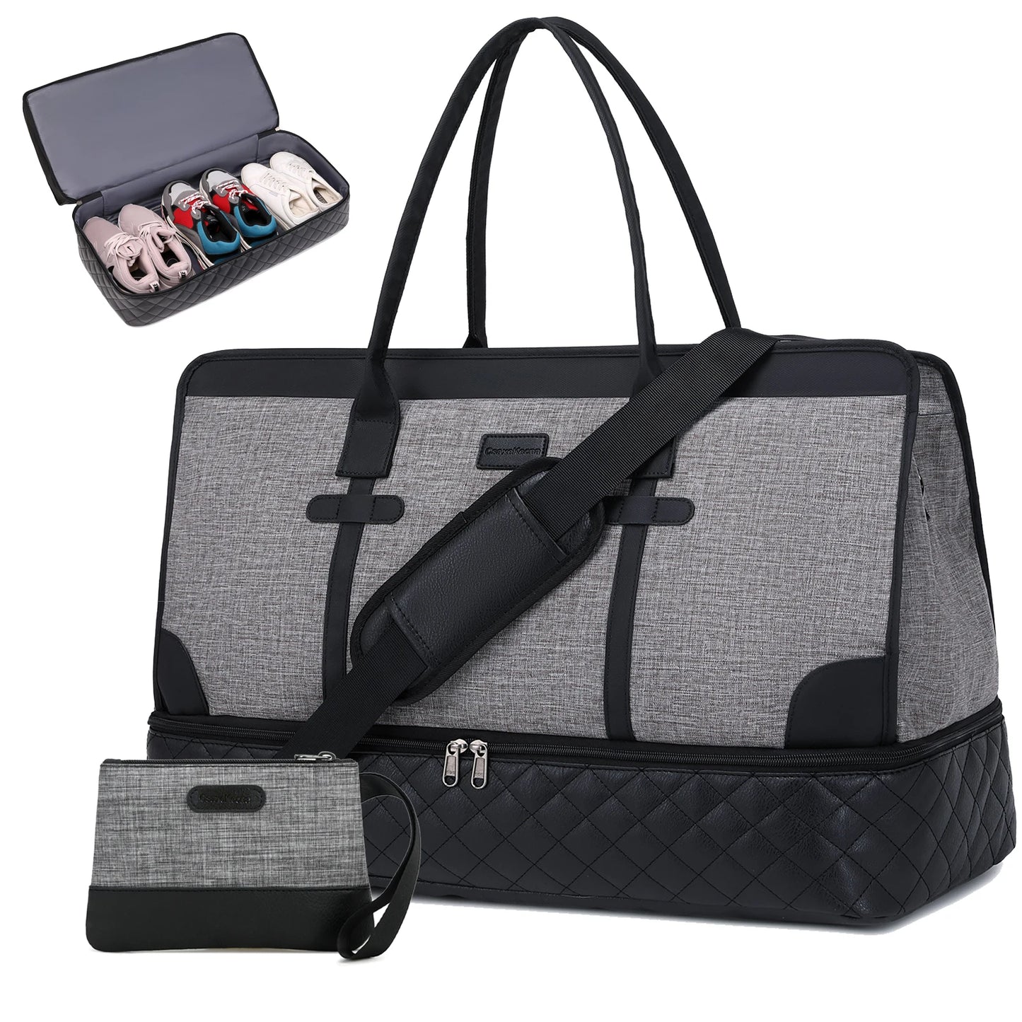 Bolsa Weekend Weekly para Mulheres, Bolsa de Bagagem de Viagem Grande com Compartimento de Sapato Saco Molhado, Bolsa de Bagagem Fitness