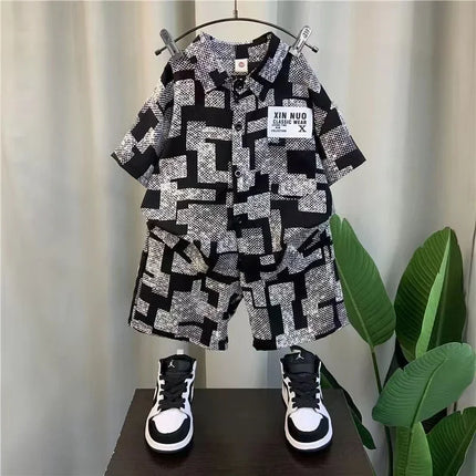 Conjunto de roupas de cima e de baixo infantil, duas peças para crianças, meninos e meninas, verão, novo, 2024