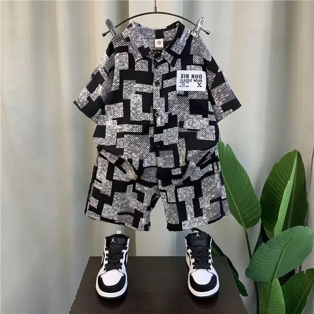 Conjunto de roupas de cima e de baixo infantil, duas peças para crianças, meninos e meninas, verão, novo, 2024