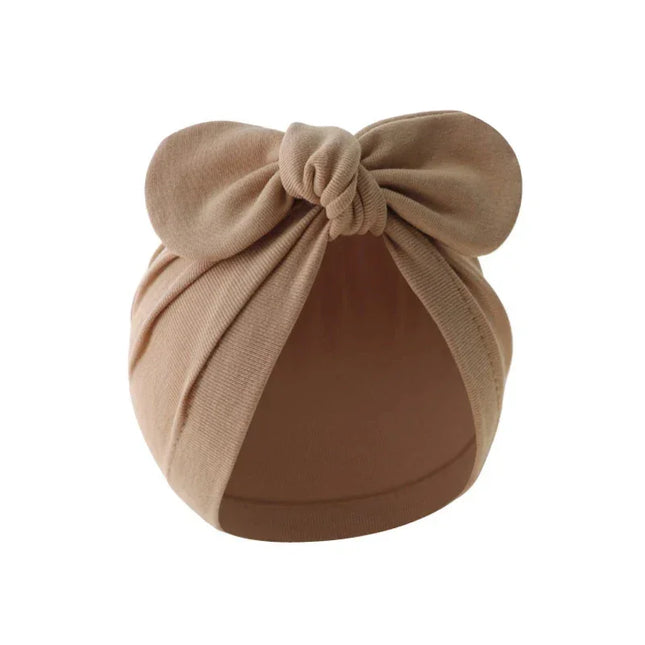 Bonnet do Beanie de algodão monocromático do recém-nascido, arcos bonitos, chapéus turbante, boné para criança, acessórios do bebê, meninas, meninos, infantil, 0-24m
