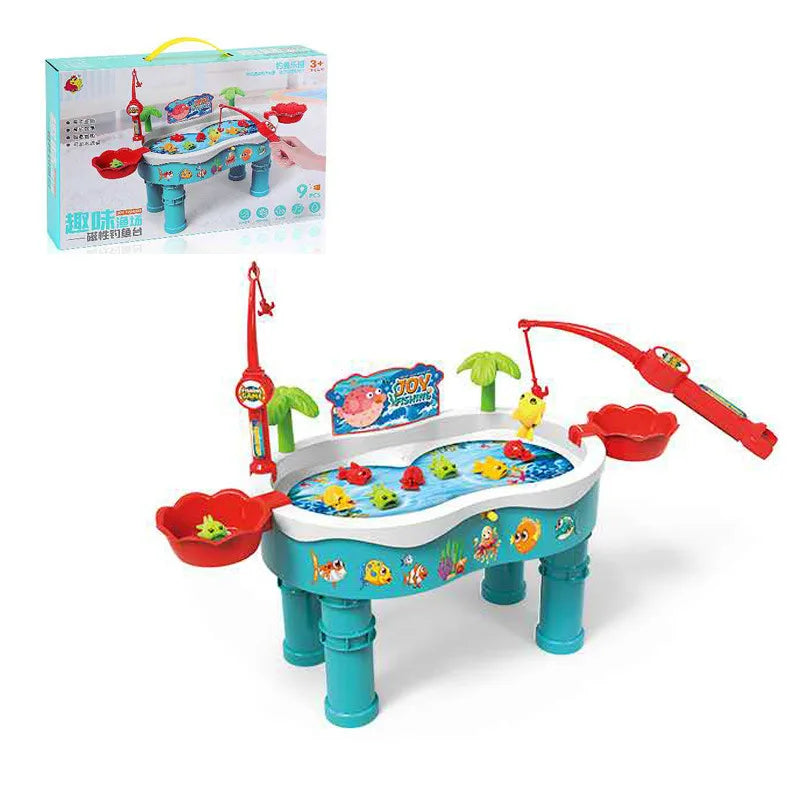 Brinquedo de pesca elétrico com música luzes para crianças, piscina de pesca magnética, água tabela, Montessori Activity Game para meninos e meninas