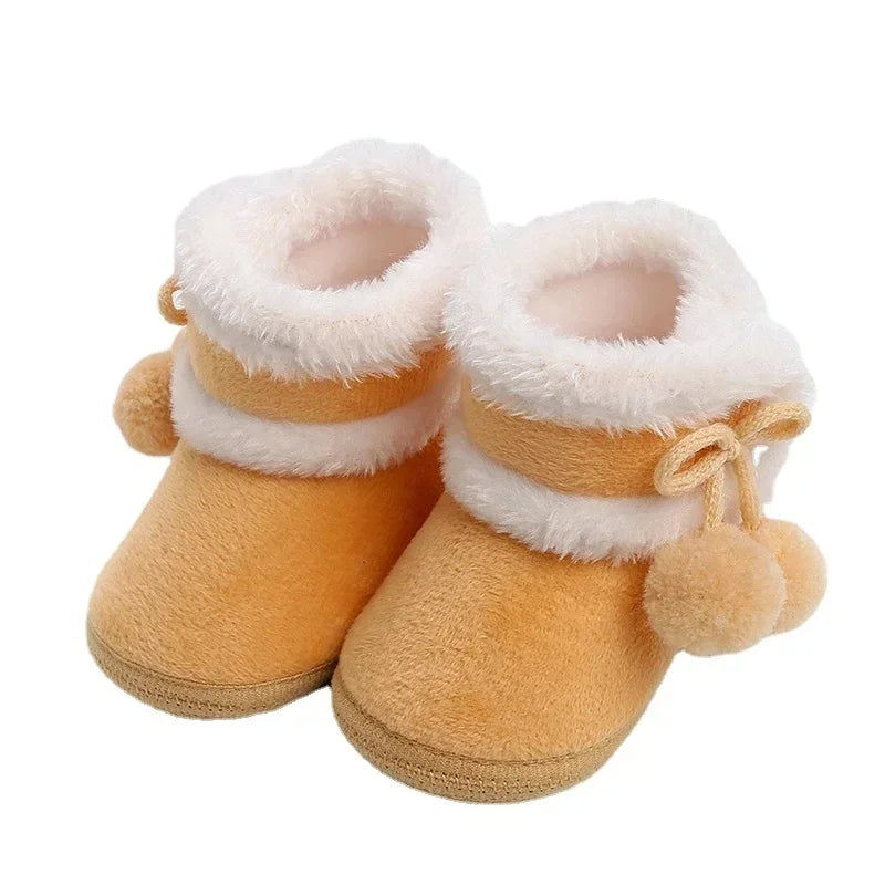 Bebê recém-nascido meninas meninos botas macias sólida pompom botas de neve infantil da criança recém-nascido sapatos de aquecimento nova moda sapatos confortáveis