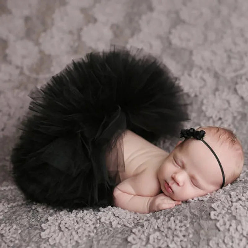 Adereços para fotografia de bebê recém-nascido, fantasia infantil de princesa fofa com faixa de cabeça de flor, acessórios para meninas, vestido de saia tutu