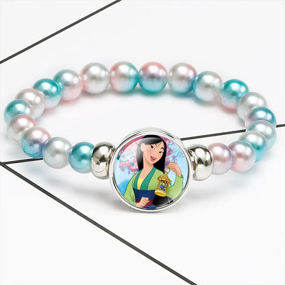 Disney Cartoon Frozen Princess Bracelet para Crianças, Elsa e Anna, Jóias Acessórios, Talão Colorido, Presente de Aniversário, Bonito