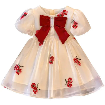 Vestido infantil princesa de verão, Brocado novo bordado de Muyun, Vestido de aniversário para meninas, bebê, verão